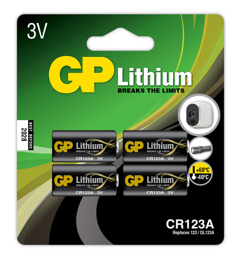 GP foto batteri, Lithium, CR 123A, 4-pak (4891199179341)