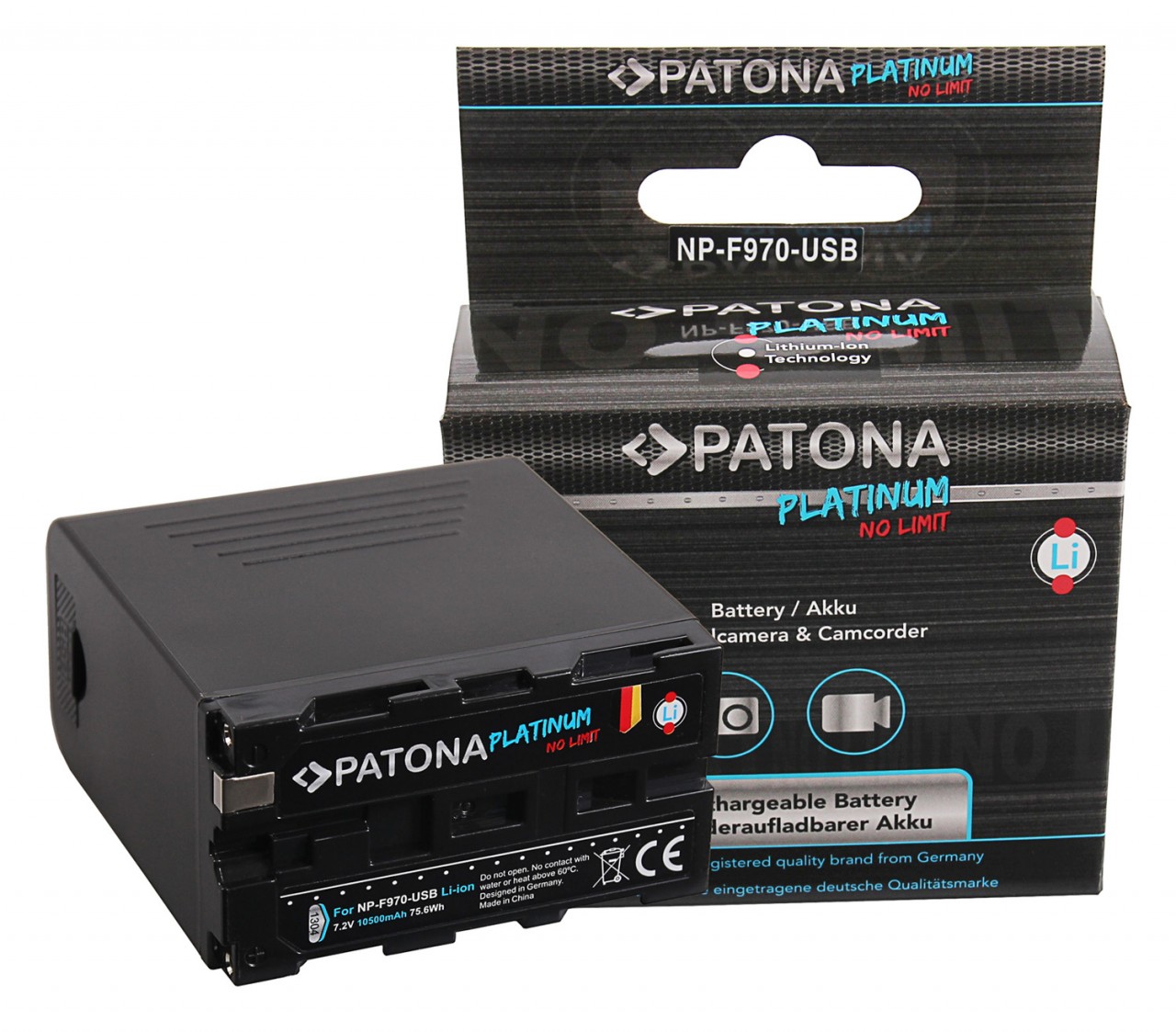 Batteri til Sony NP-F970 F960 F950 incl. Powerbank 5V/2A USB Output 10500mAh and Micro USB Input