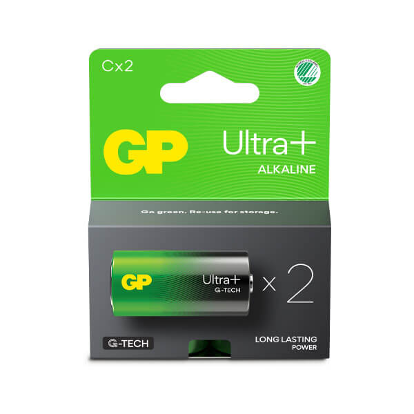 GP Ultra Plus Alkaline C batteri, 14AUP/LR14, 2-pak