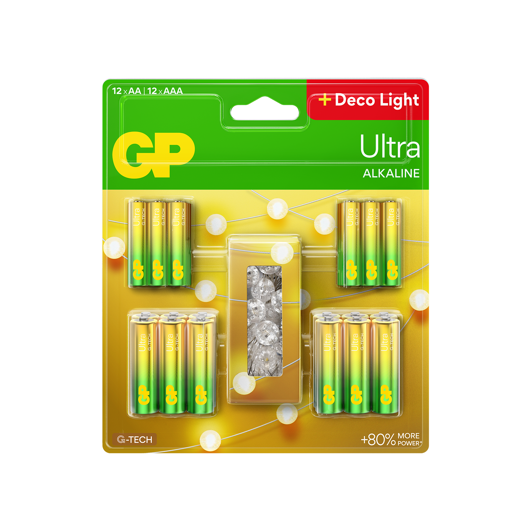 GP Ultra Alkaline 12xAA + 12xAAA-batterier + Lyssnor