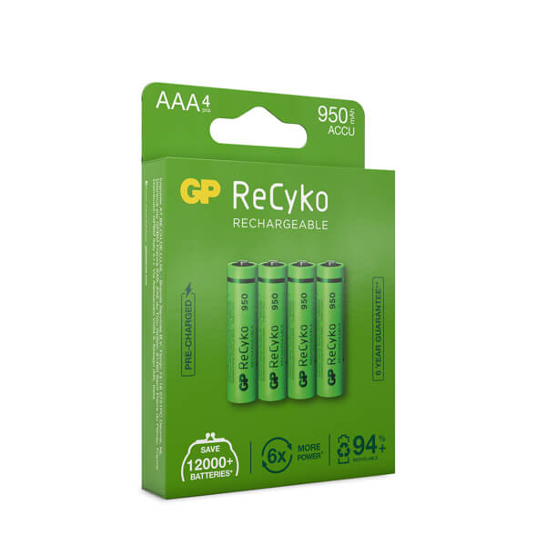 Billede af GP ReCyko AAA batteri | 950mAh | 4 stk hos BatteryStore & More