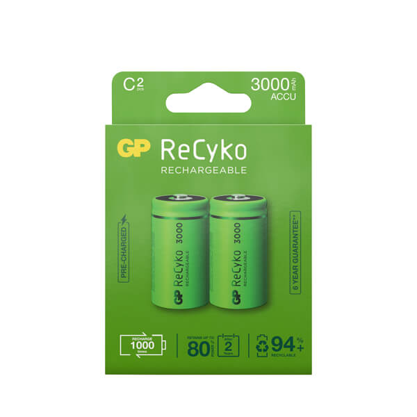 Genopladelige ReCyko C-batterier / LR14 3000mAh