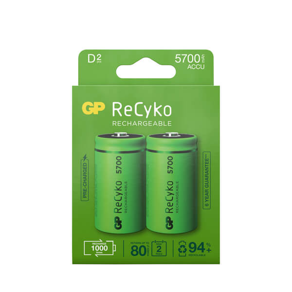 Genopladelige D Recyko batterier / LR20 5700mAh