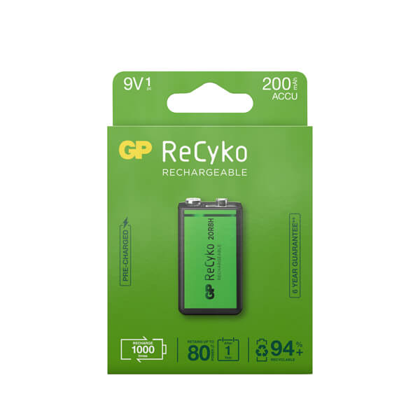 Genopladelige 9V / 8,4V Recyko batterier / 200mAh (04891199199899)