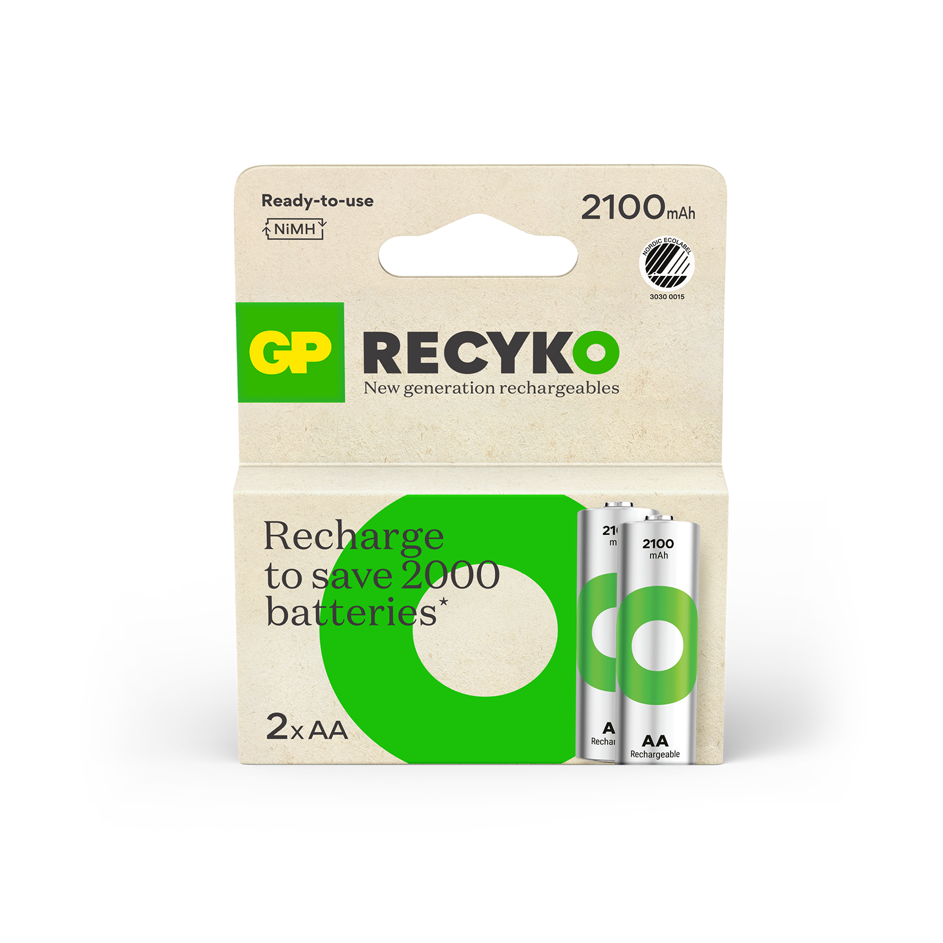 GP batteries - GP ReCyko AA 2100 mAh, 2-pak.