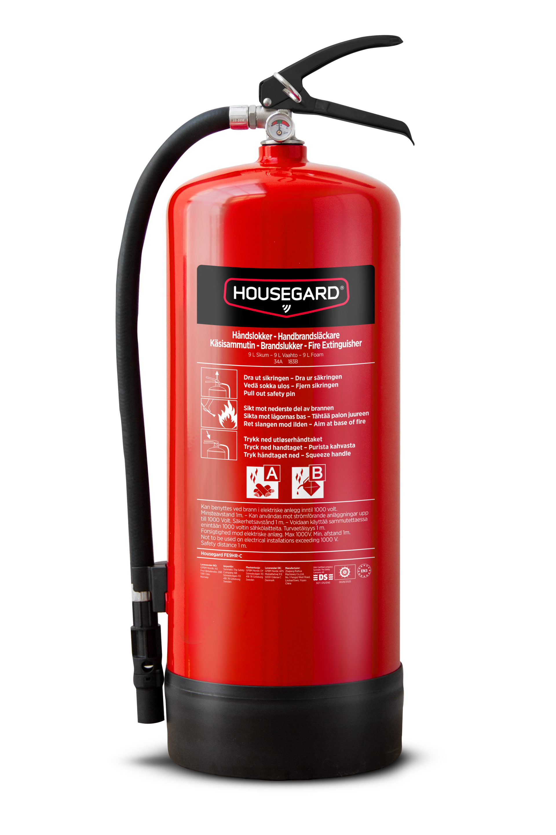 Housegard 9L PFAS-fri 34A 183B Skumslukker Effektiv og Miljøvenlig Brandslukning | Brandslukker | DISCOUNT | PFAS-Fri