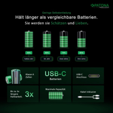 4 x AA genopladelige batterier / 1,5V / 2000mAh / inkl USB-C