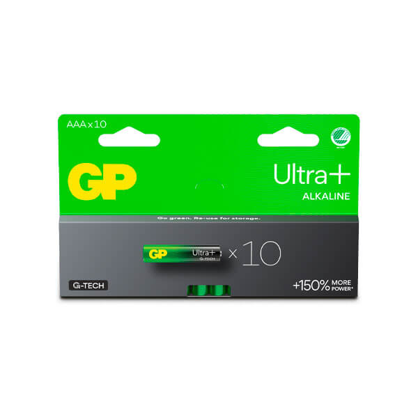 GP Ultra Plus Alkaline AAA batteri / 10-pak / Svanemærket