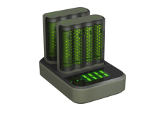 GP ReCyko 2x Speed-oplader (USB) med ladestation D851 og 8 stk. AA 2600 mAh NiMH-batterier.