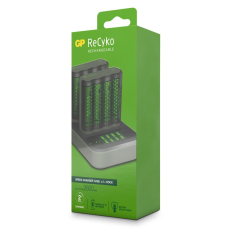 GP ReCyko 2x Speed-oplader (USB) med ladestation D851 og 8 stk. AA 2600 mAh NiMH-batterier.