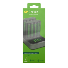 GP ReCyko 2x Speed-oplader (USB) med ladestation D851 og 8 stk. AA 2600 mAh NiMH-batterier.