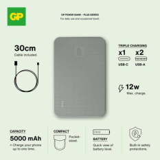 Powerbank 5000mah / USB-C / Sort / Lille powerbank