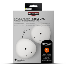  2-pak Housegard Pebble Link trdls, seriekoblet rgalarm, inkl. 10-rs batteri