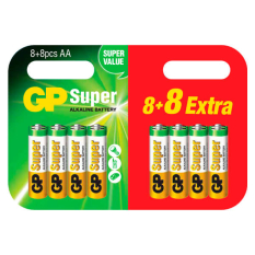 16 stk AA batterier / GP Super Alkaline / billige batterier 