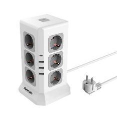 Forlngerledning med stikdse (12 strm udtag og 4 USB porte)